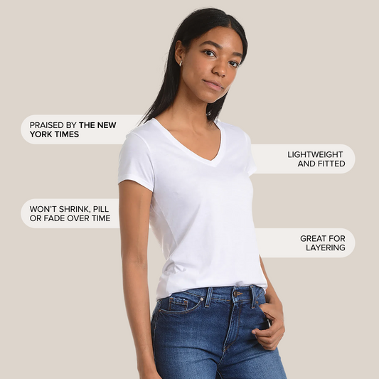 Fitted V-Neck Marcy Tee White V-Neck tees
