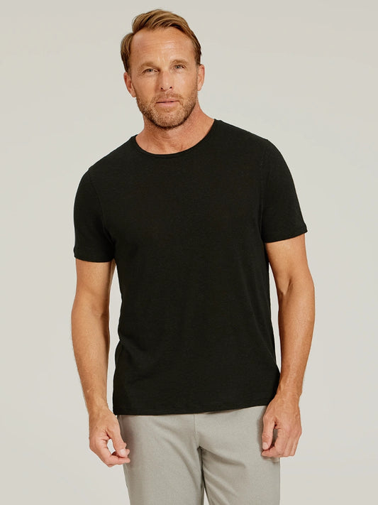 Linen Blend Crew Tee Black Crew tees
