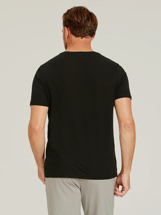 Linen Blend Crew Tee Black Crew tees