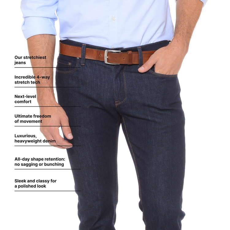 Men wearing Dark Blue Slim Broome Jeans