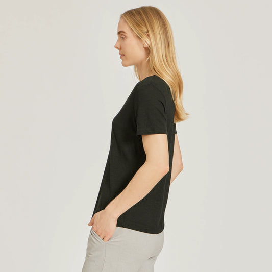 Relaxed Linen Blend V-Neck Tee  V-Neck tees