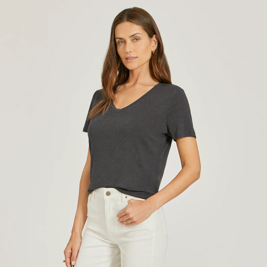 Relaxed Linen Blend V-Neck Tee  V-Neck tees