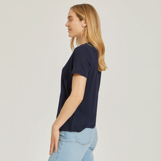 Relaxed Linen Blend V-Neck Tee  V-Neck tees