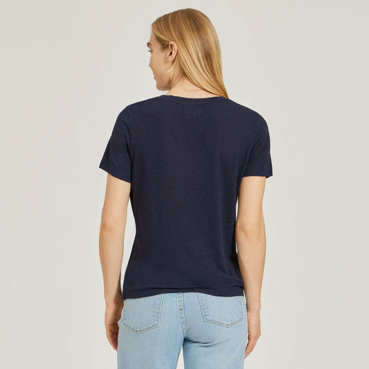 Relaxed Linen Blend V-Neck Tee  V-Neck tees