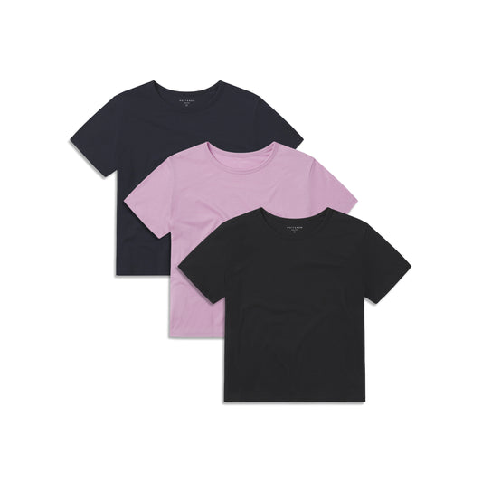 Cropped Fitted Crew Marcy Tee 3-Pack Navy/Black/Rose Pink bdl2_women_cropped_marcy_tee tees