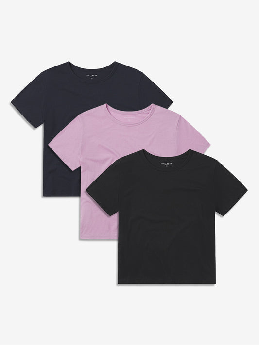 Cropped Fitted Crew Marcy Tee 3-Pack Navy/Black/Rose Pink bdl2_women_cropped_marcy_tee tees