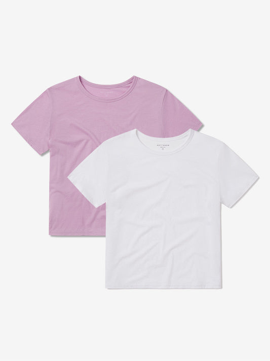 Cropped Fitted Crew Marcy Tee 2-Pack White/Rose Pink bdl2_women_cropped_marcy_tee tees