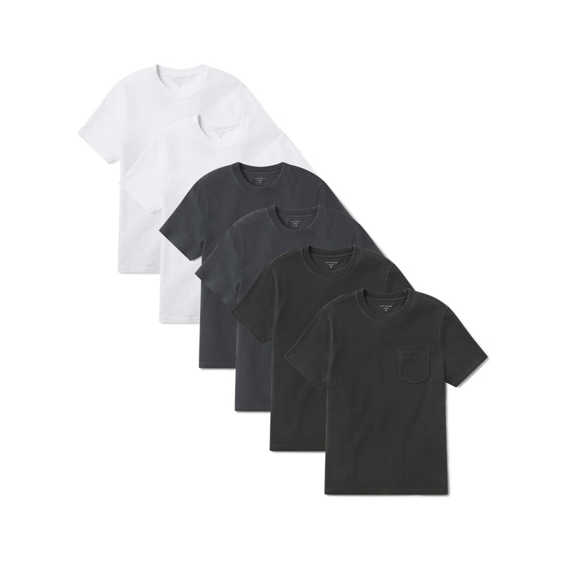 Men wearing Vintage Black/Vintage Blue Ink/Vintage Dark Gray Heritage Weighted Tee 6-Pack tees