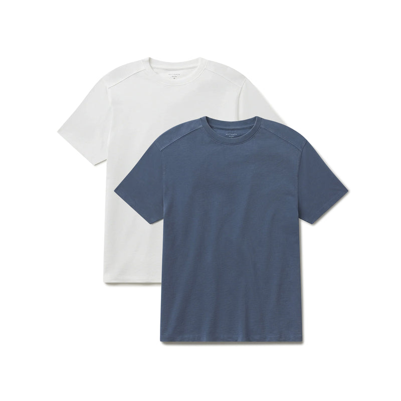 Men wearing White/Vintage Slate Cotton Jersey Oversized Tee 2-Pack tees