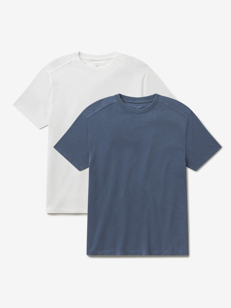Men wearing White/Vintage Slate Cotton Jersey Oversized Tee 2-Pack