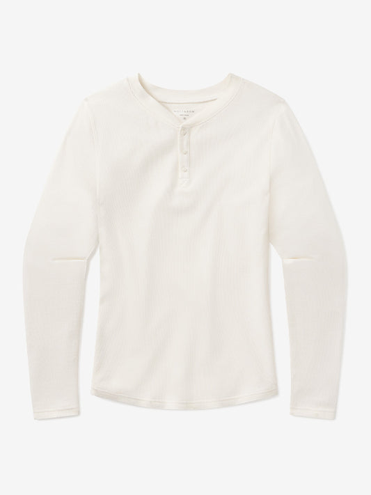Cotton Waffle Curved Hem Henley Bone Henley tees