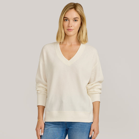 Vintage Waffle Tee Ivory V-Neck sweats