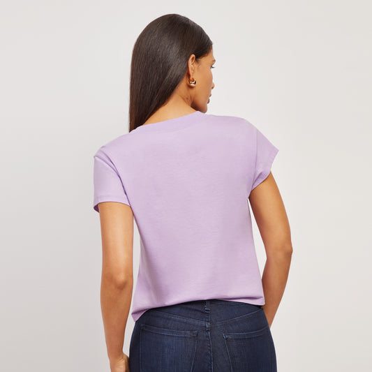 Everyday Cotton Deep V-Neck Tee Lilac v-neck tees