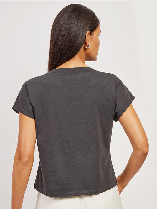 Everyday Cotton Deep V-Neck Tee Vintage Gray v-neck tees