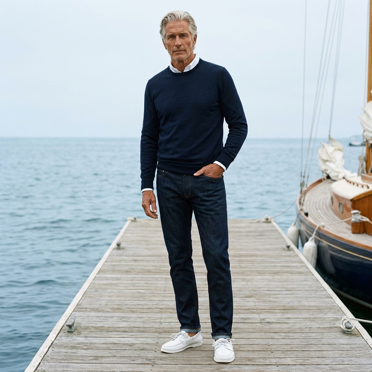 Men wearing Bleu Foncé Jean droit Crosby