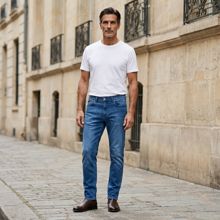 Men wearing Azul medio Straight Staple Jeans
