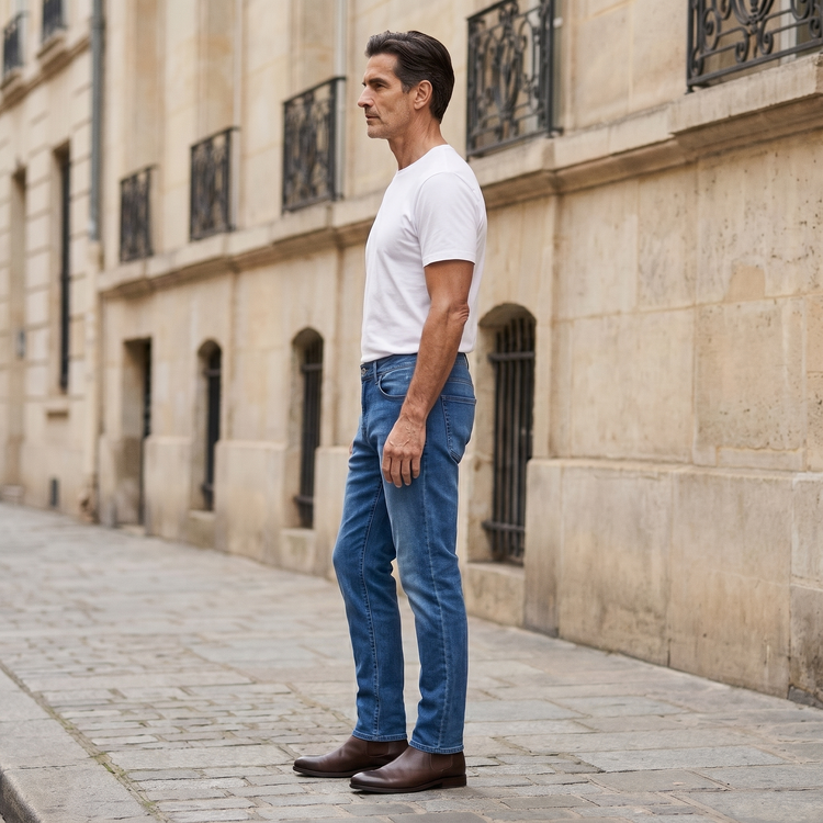 Men wearing Azul medio Straight Staple Jeans