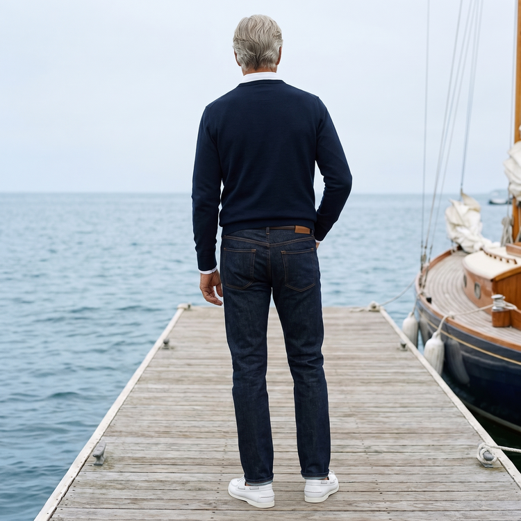 Men wearing Bleu Foncé Jean droit Crosby