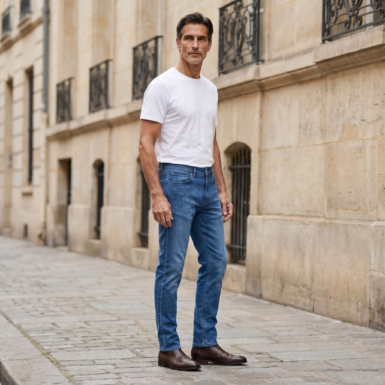 Men wearing Azul medio Straight Staple Jeans