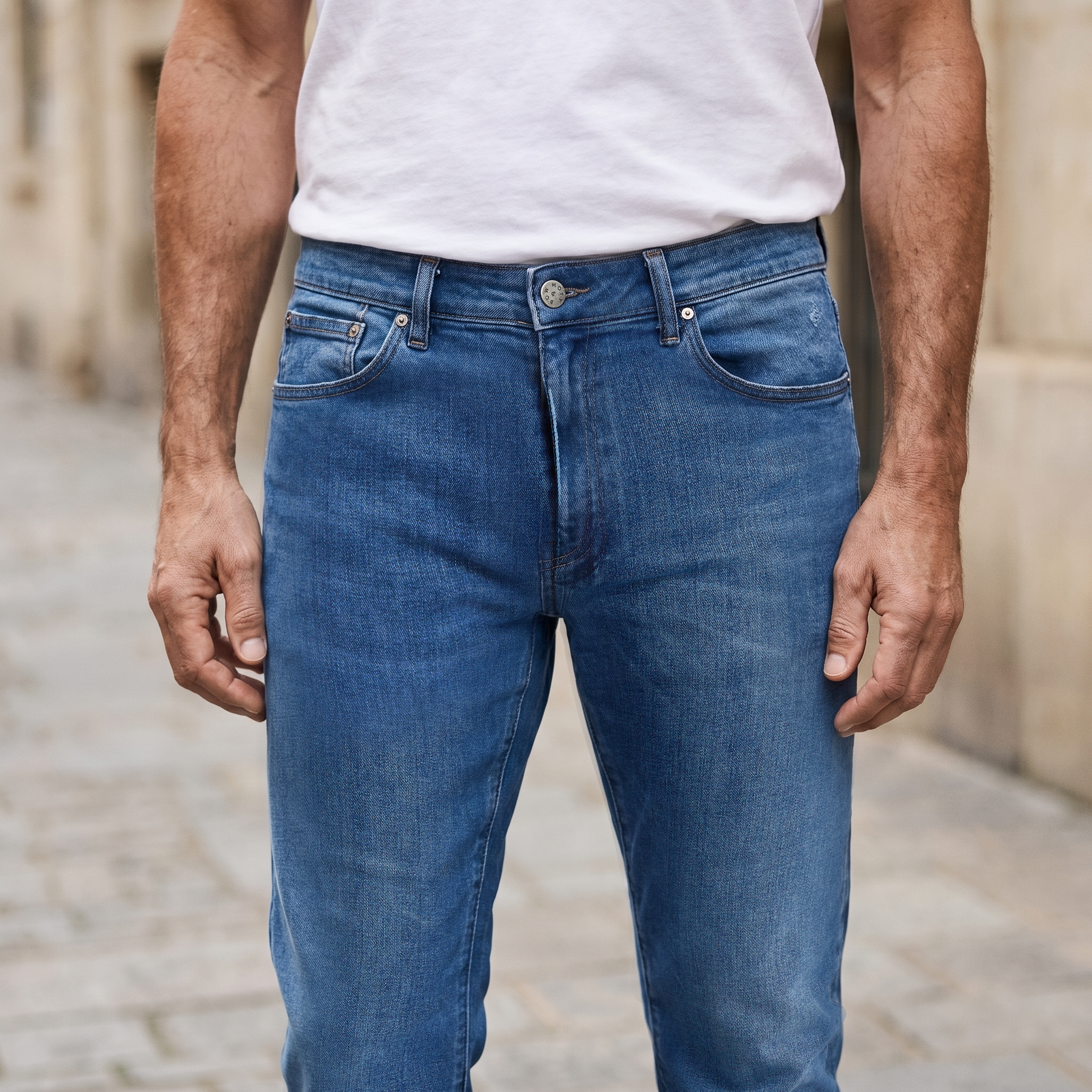 Men wearing Azul medio Straight Staple Jeans