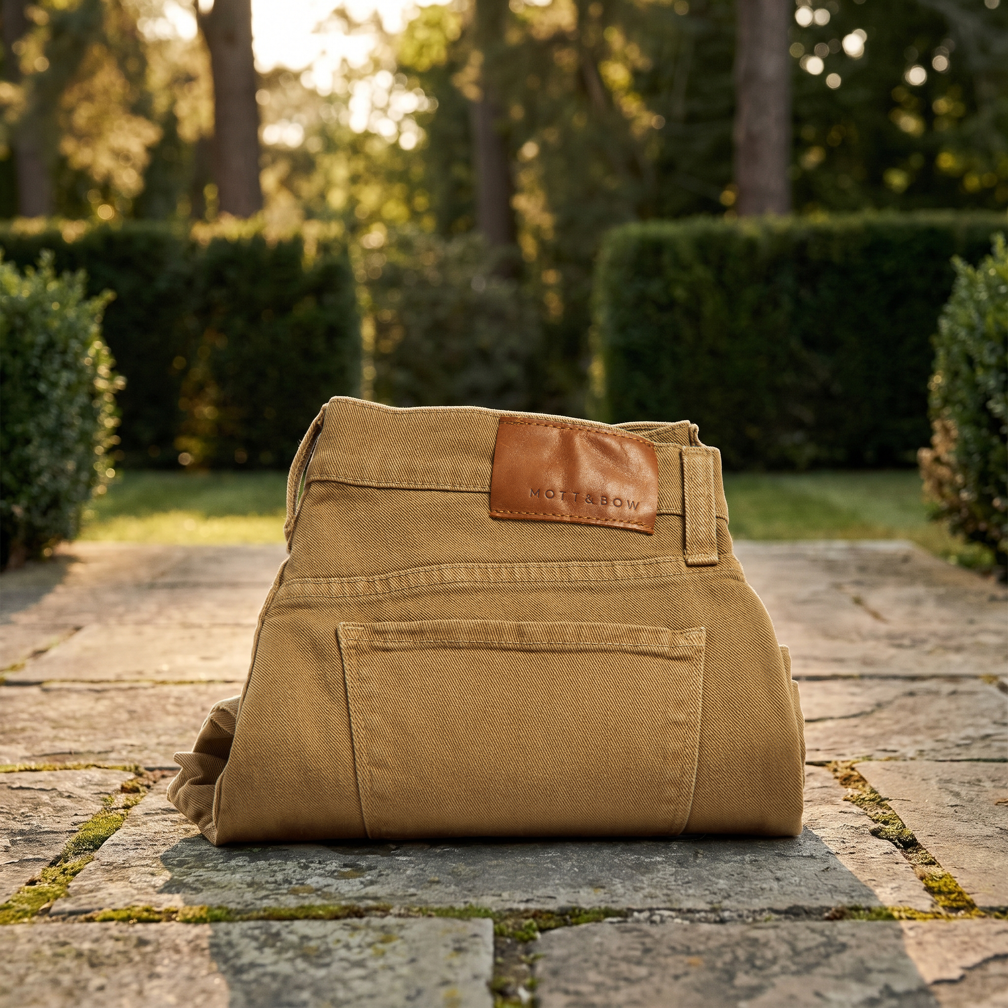 Men wearing Khaki. Slim Mercer Jeans