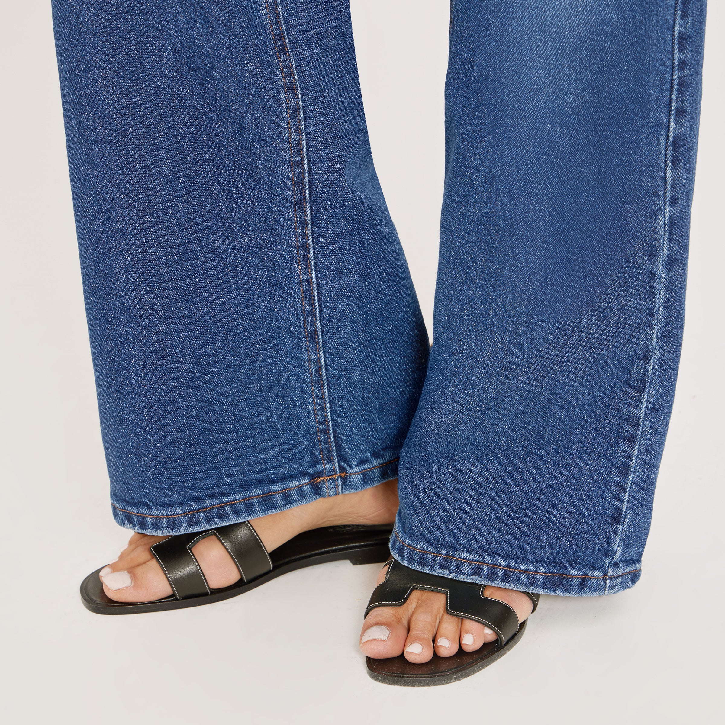 Women wearing Medium/Dark Blue High Rise Wide Leg Gilmore