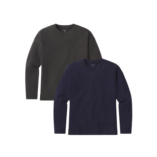 Cotton Jersey Oversized Long Sleeve Tee 2-Pack Vintage Gray/Vintage Navy bdl2_women_oversized_long_sleeve_crew_tee tees