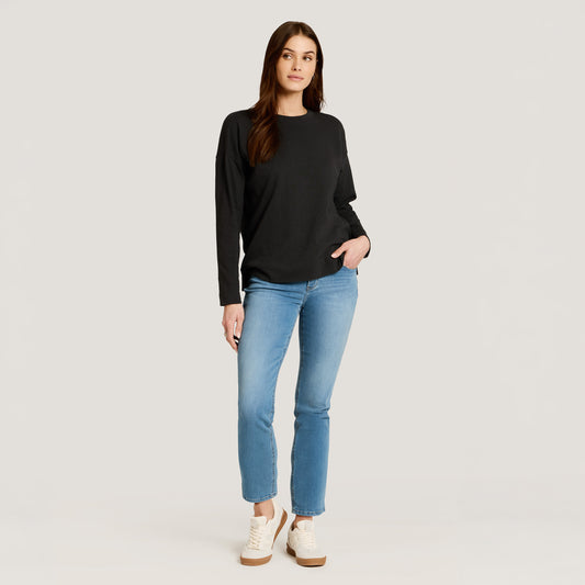 Cotton Jersey Oversized Long Sleeve Tee  Crew tees