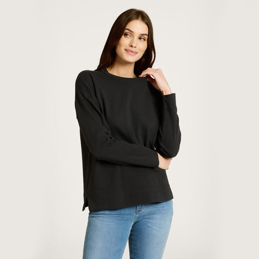 Cotton Jersey Oversized Long Sleeve Tee  Crew tees