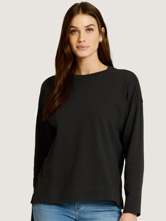 Cotton Jersey Oversized Long Sleeve Tee  Crew tees