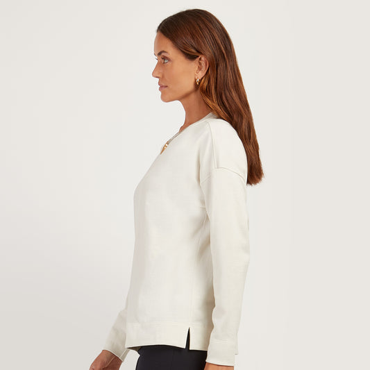 Cotton Jersey Oversized Long Sleeve Tee Blanco vintage Crew tees