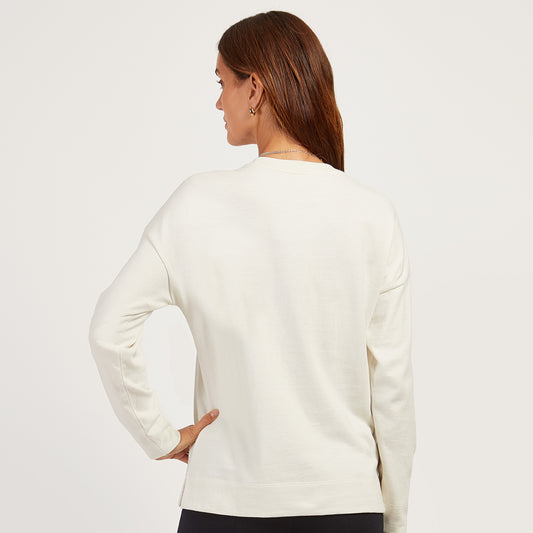 Cotton Jersey Oversized Long Sleeve Tee Blanco vintage Crew tees