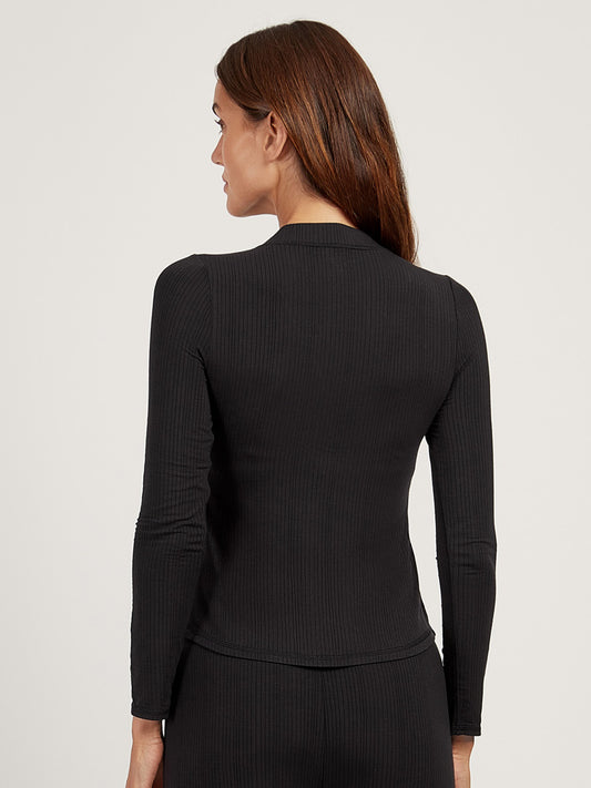 Lounge Long Sleeve Henley Black Henley lounge