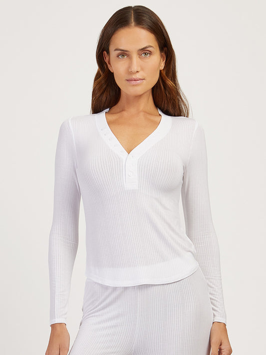 Lounge Long Sleeve Henley White Henley lounge