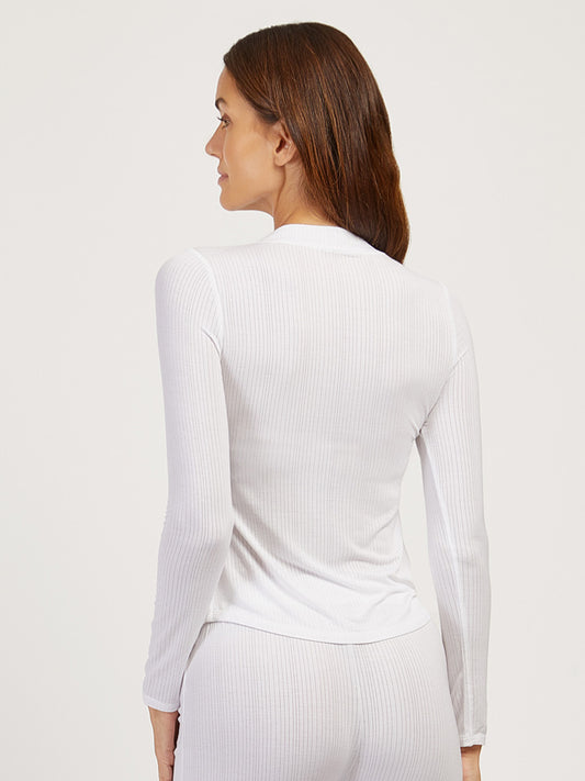 Lounge Long Sleeve Henley White Henley lounge
