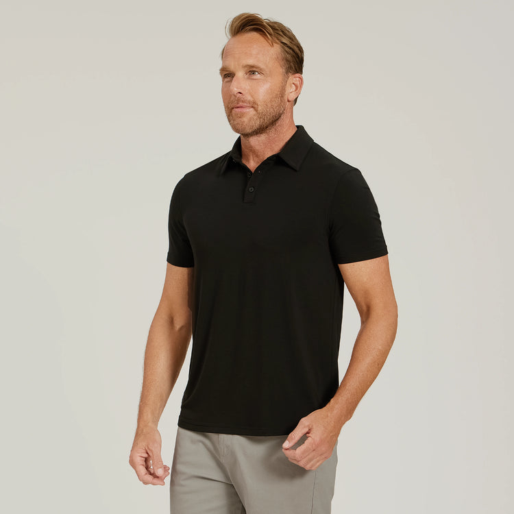 Men wearing Black Luxe Performance Polo