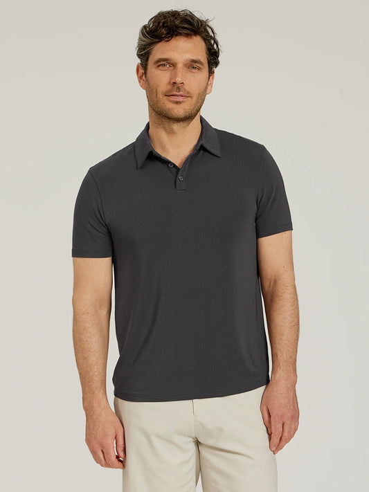 Luxe Performance Polo Dark Gray luxe-polo tees