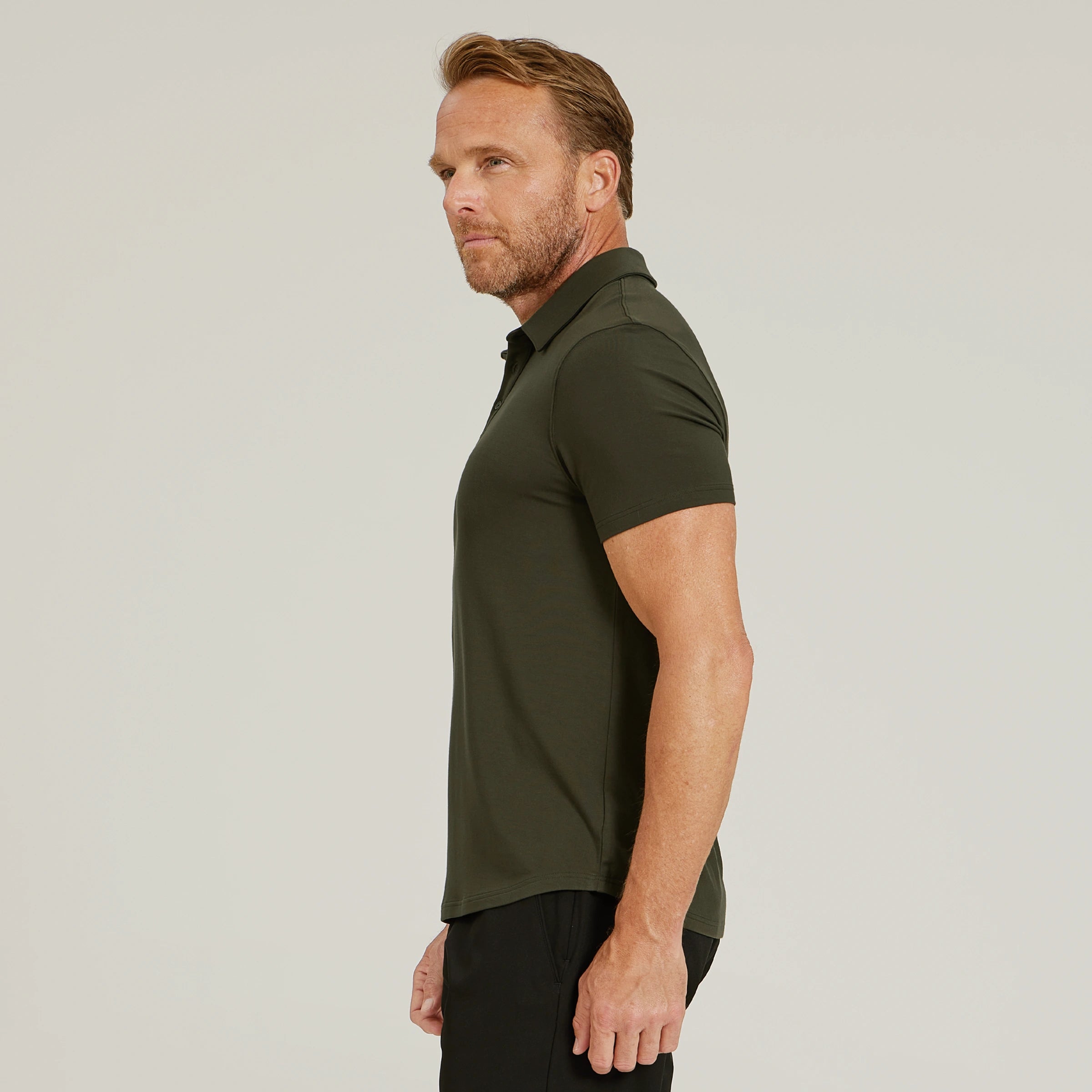 Men wearing Forest Green Luxe Performance Polo