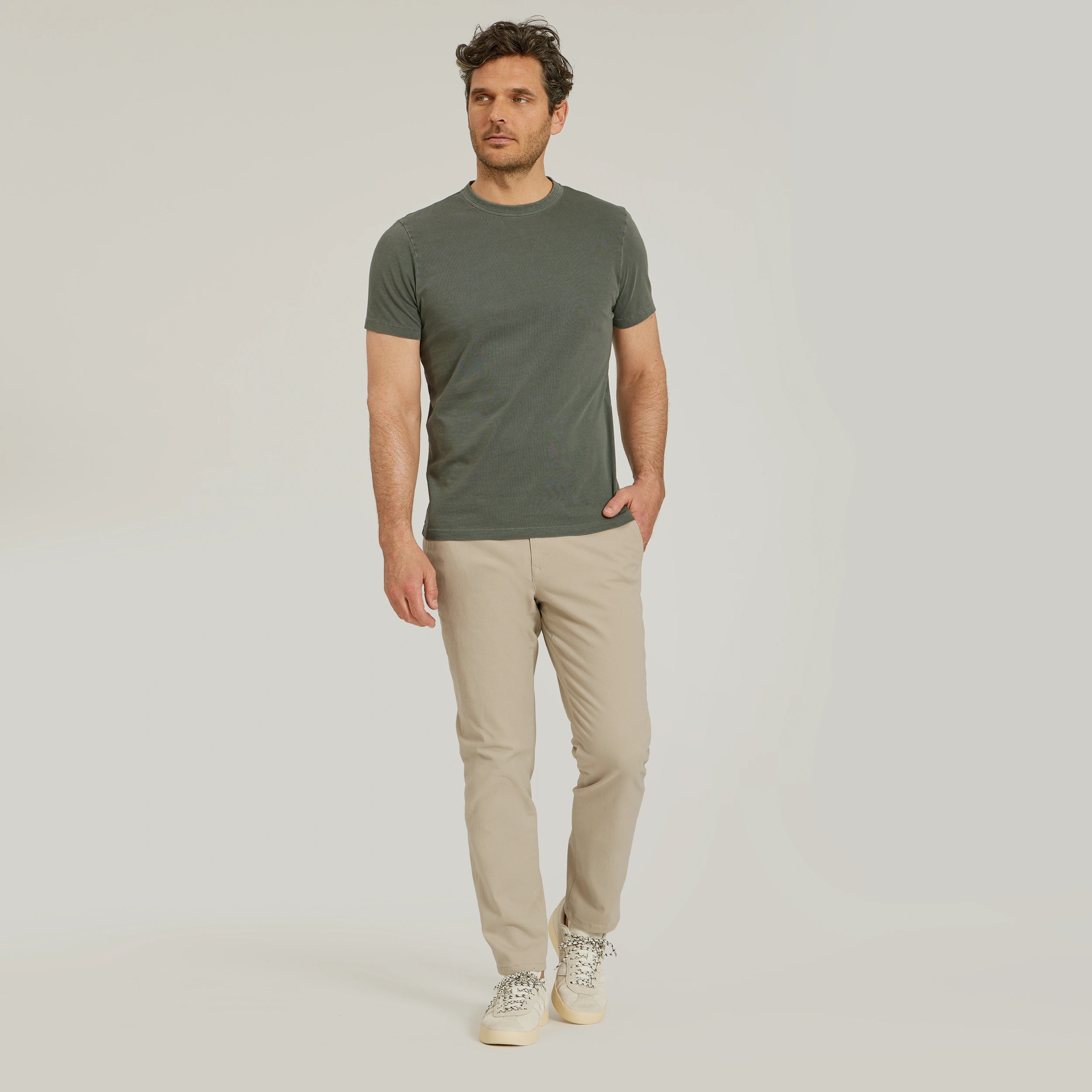 Men wearing Ecru Everyday Comfort Slim Chino Pants