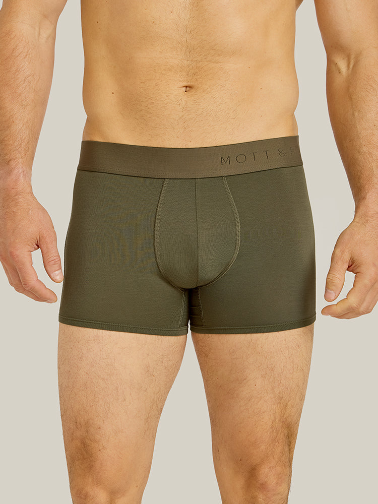 Men wearing Dark Moss Second Skin Trunk