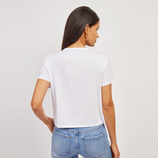 Everyday Cotton One Pocket Crew Tee White pocket tees