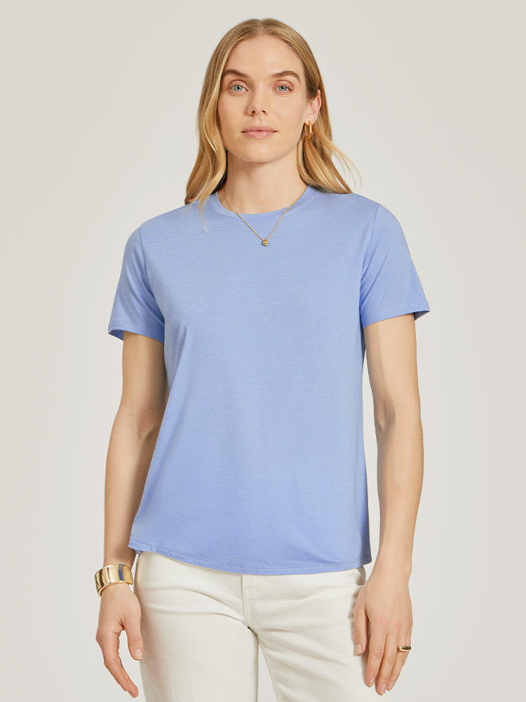 Women wearing White Relaxed Crew Marcy Tee tees