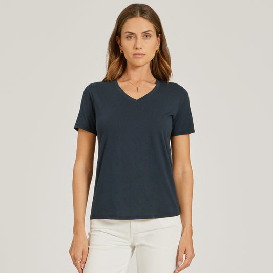 Relaxed V-Neck Marcy Tee Navy V-Neck tees