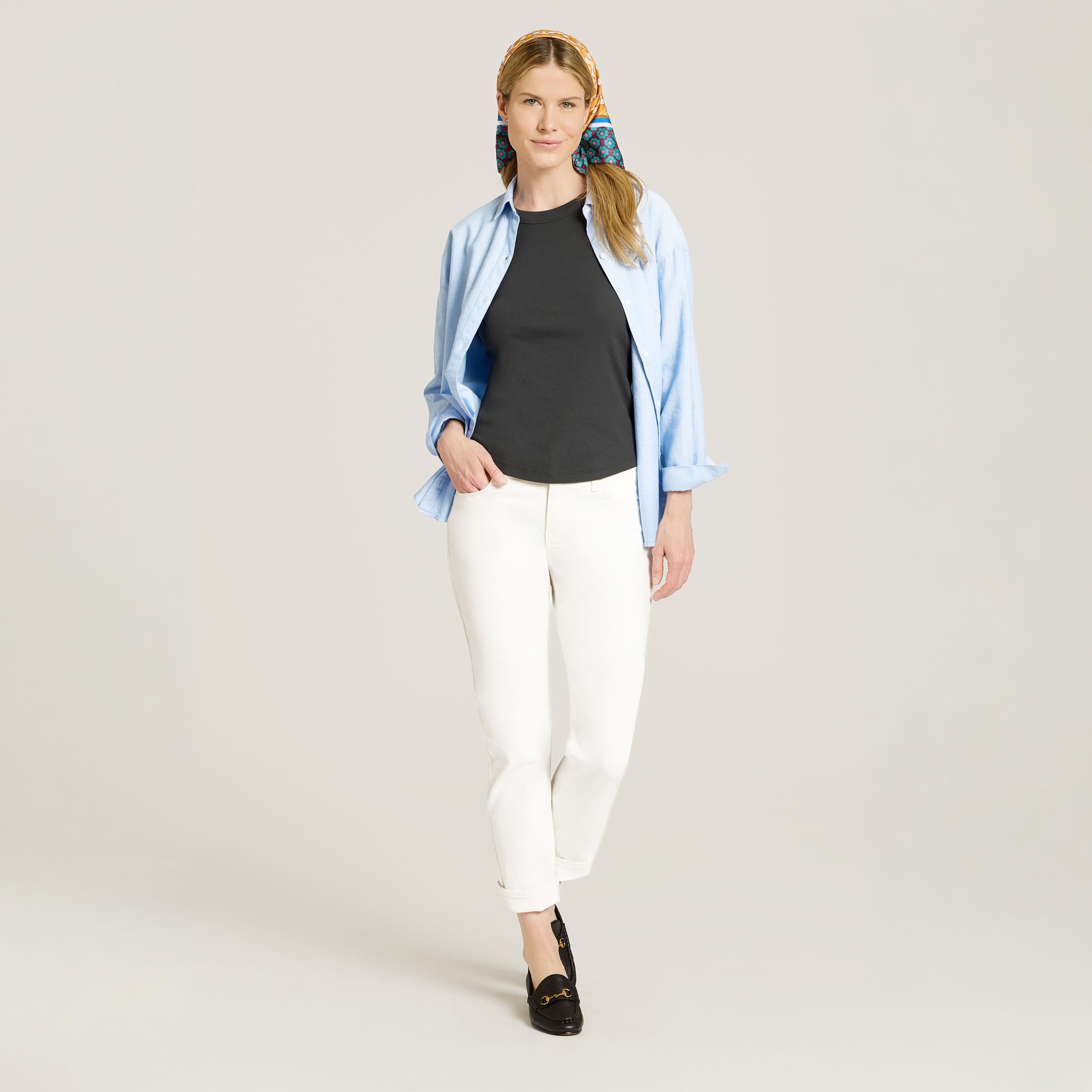 Women wearing White Mid Rise Slim Straight Lloyd