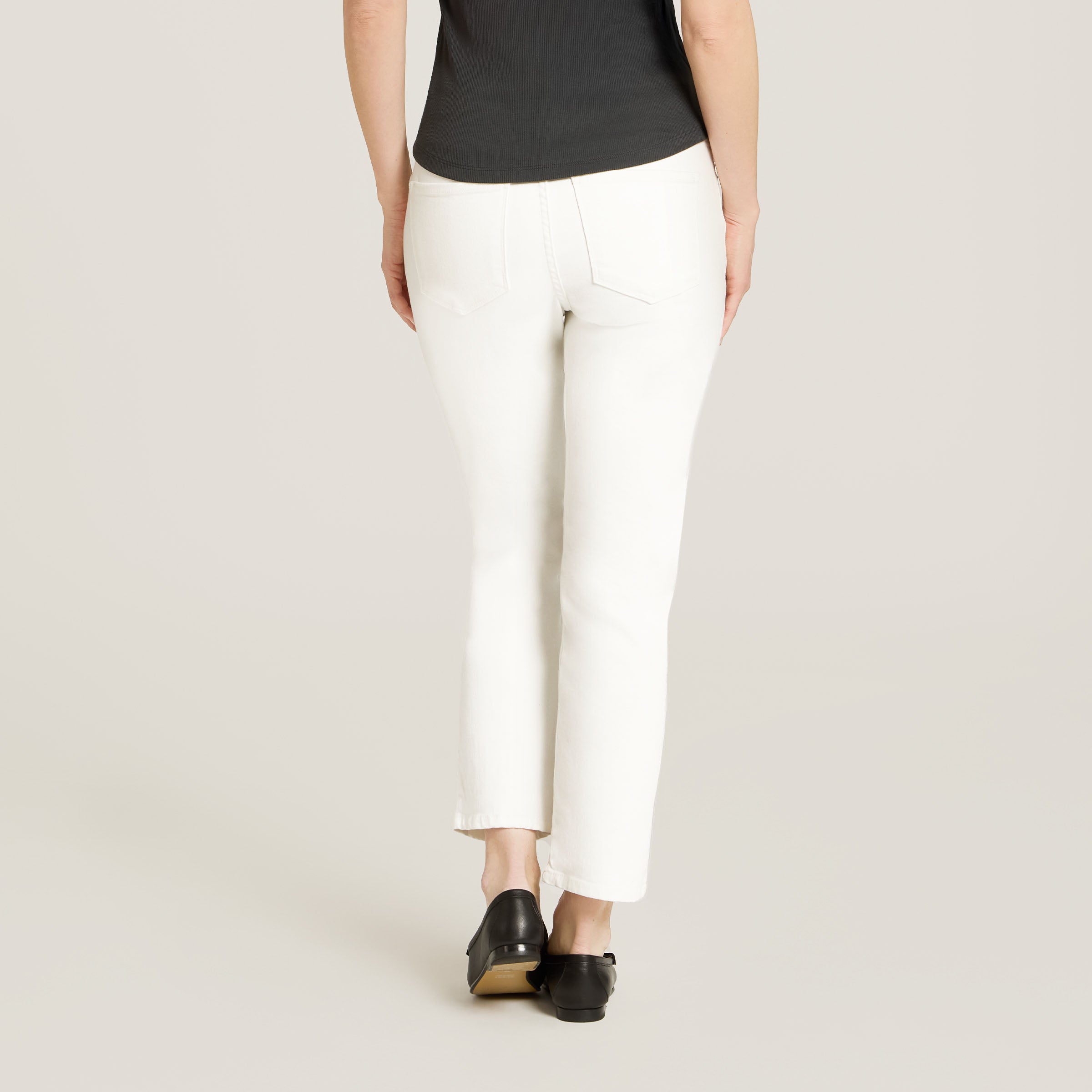 Women wearing White Mid Rise Slim Straight Lloyd