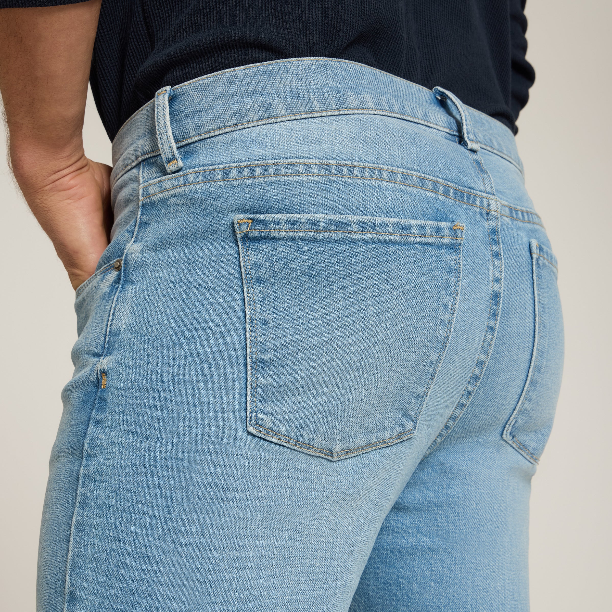 Men wearing Pale Indigo All Blue Jeans jeans