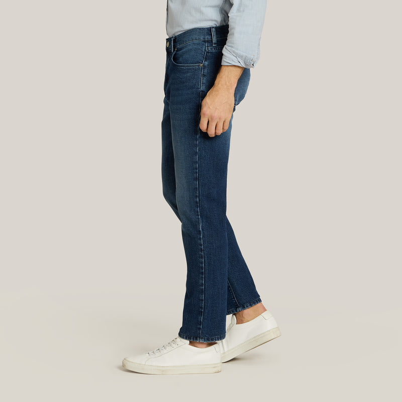 Men wearing Midnight Blue All Blue Jeans jeans