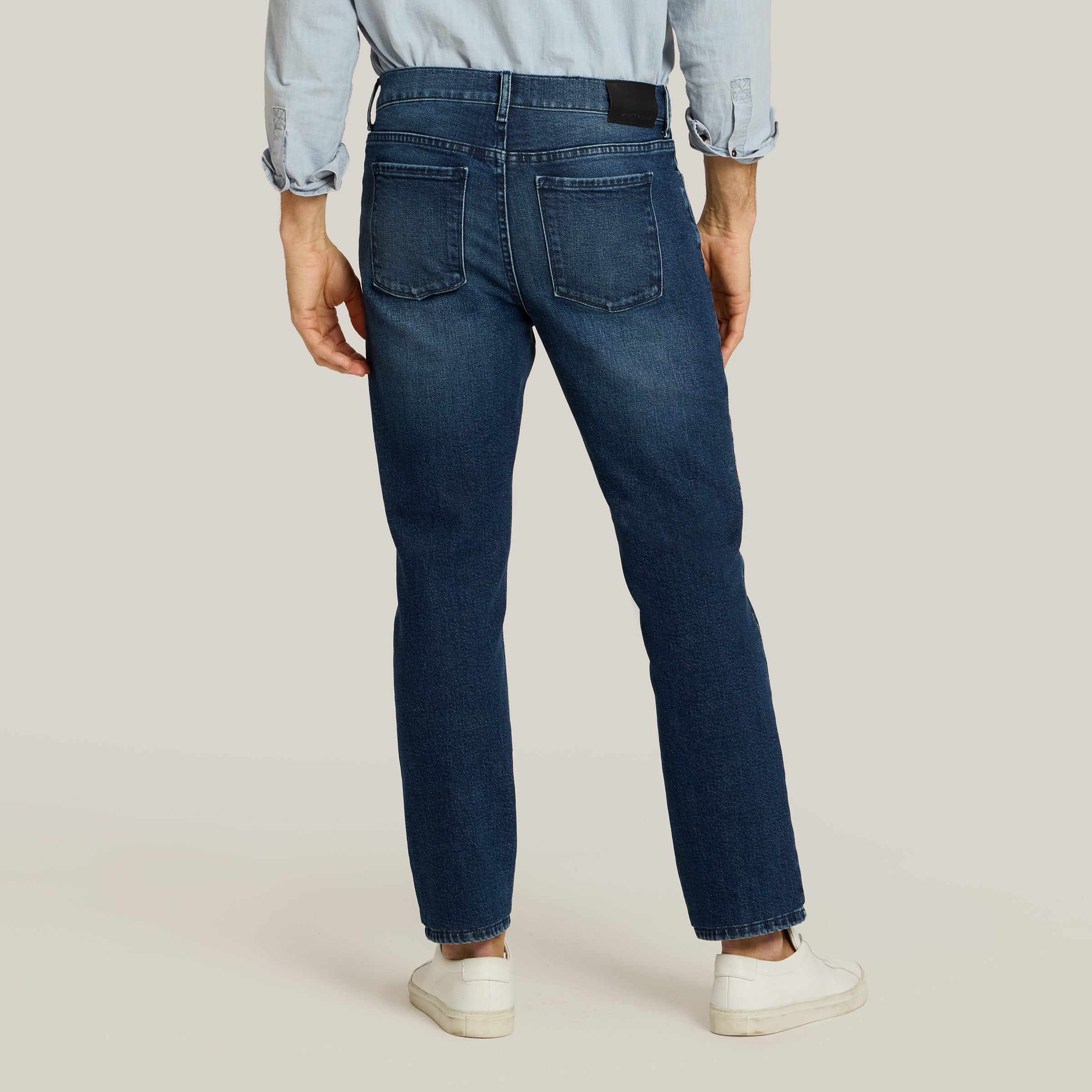Men wearing Midnight Blue All Blue Jeans jeans