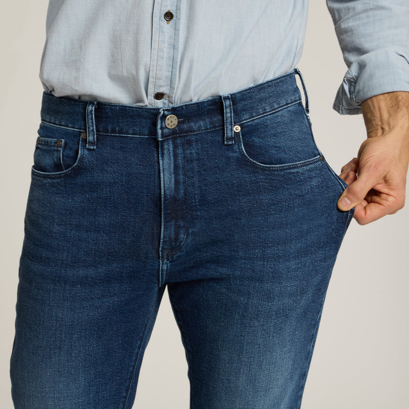 Men wearing Midnight Blue All Blue Jeans jeans