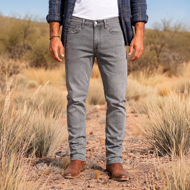 Men wearing Gris Clair Straight Stone Jeans